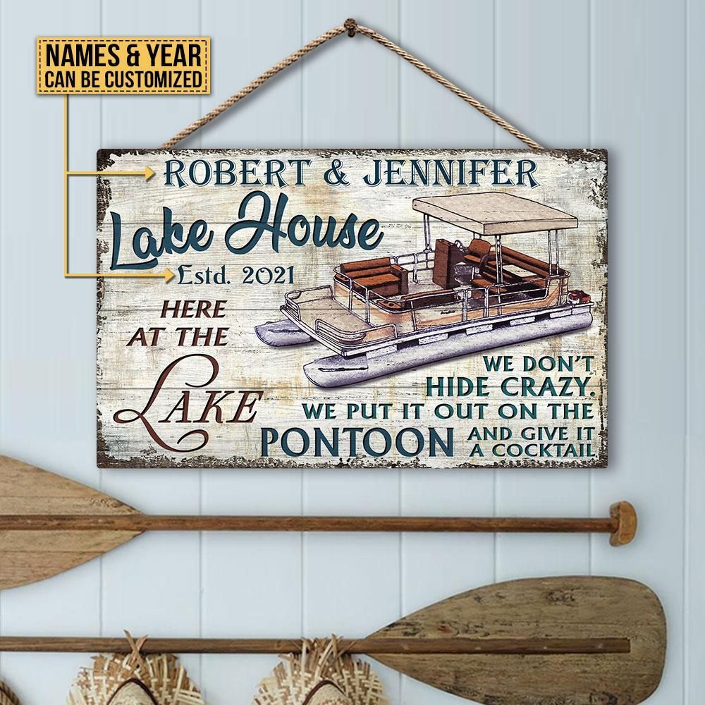 Personalized Pontoon Crazy Lake Customized Wood Rectangle Sign