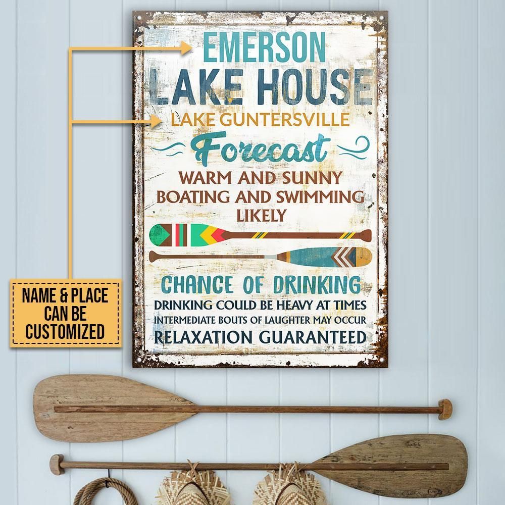Personalized Boating Lake House Forecast Customized Classic Metal Signs