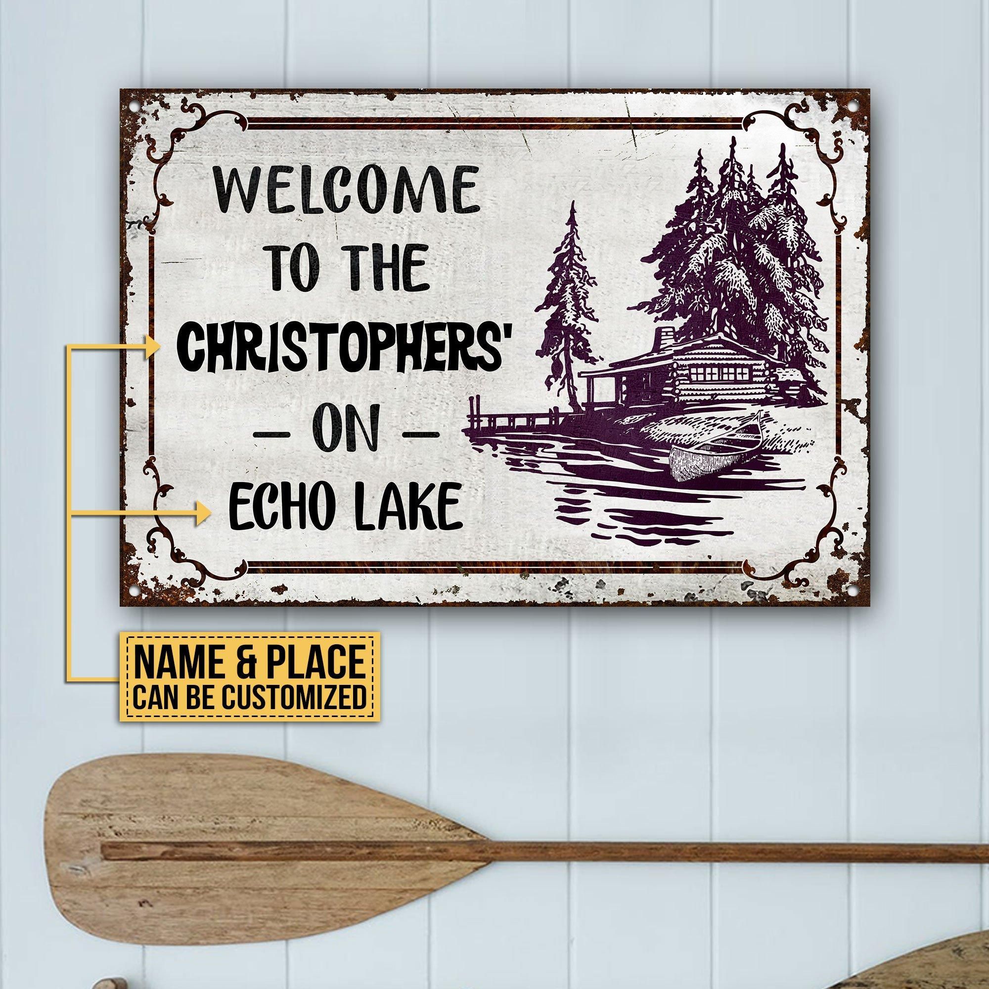 Personalized Lake Sketch Welcome Customized Classic Metal Signs