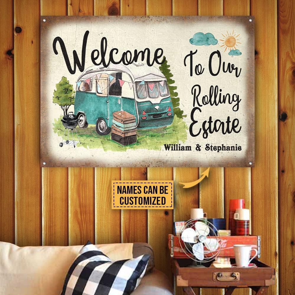 Personalized Camping Rolling Estate Customized Classic Metal Signs