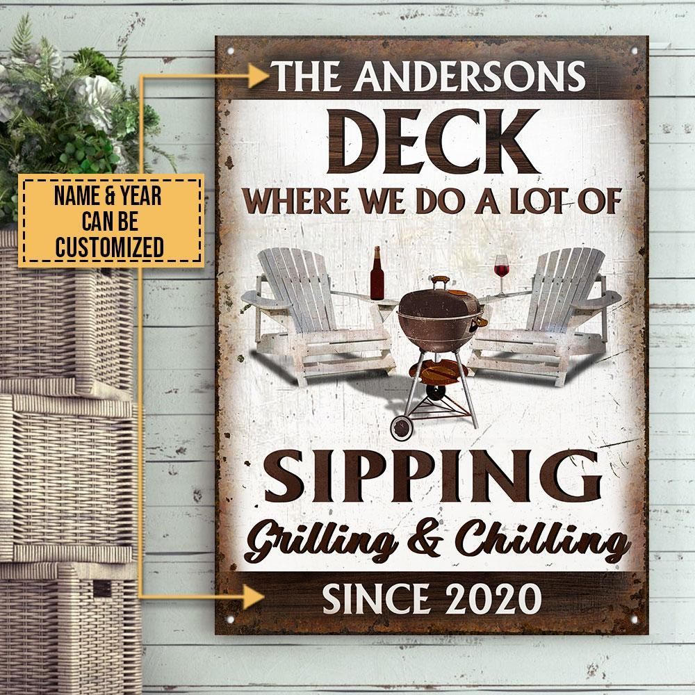 Personalized Deck Sipping Grilling Custom Classic Metal Signs PAN