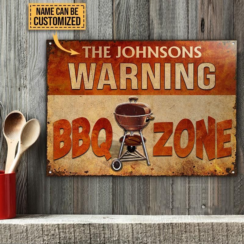 Personalized Grilling Warning BBQ Zone Custom Classic Metal Signs