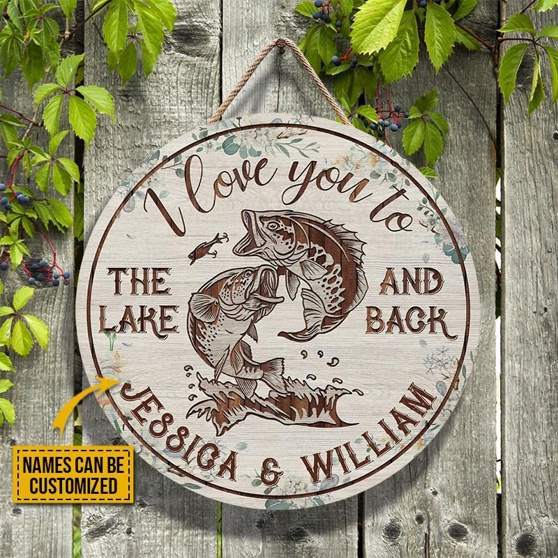 Personalized Fishing To The Lake Custom Wood Circle Sign