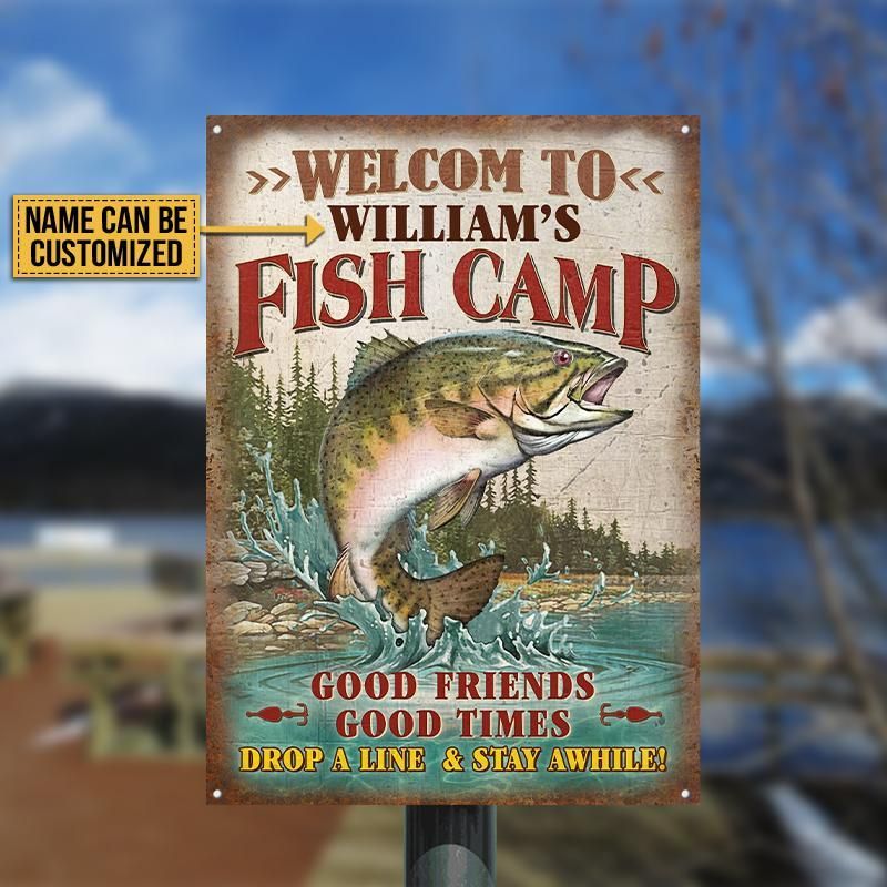 Personalized Fishing Fish Camp Welcome Good Friends Customized Classic Metal Signs
