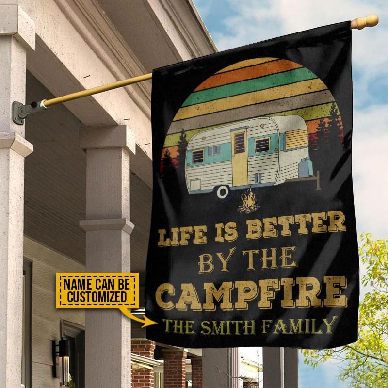 Personalized Camping Retro Sun Life Is Better Customized Flag