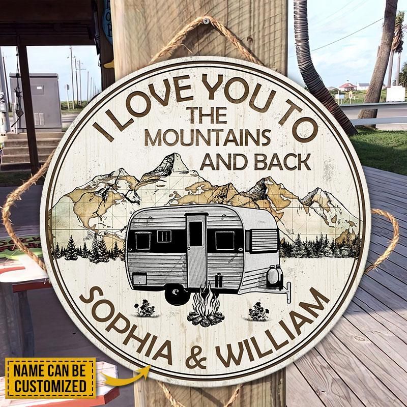 Personalized Camping Map Love You Customized Wood Circle Sign
