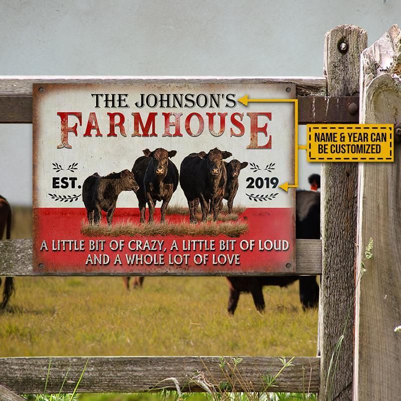 Personalized Angus Cattle Farmhouse A Little Bit Of Customized Classic Metal Signs