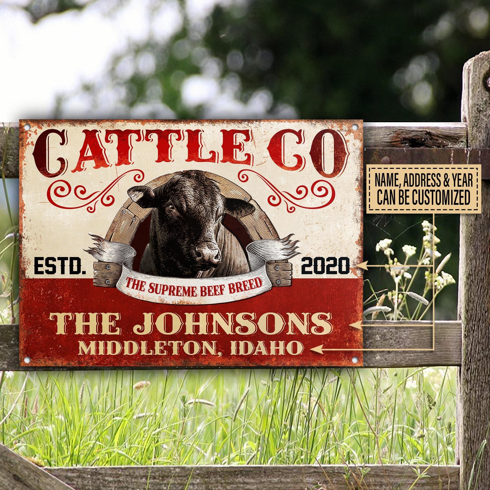 Personalized Cattle Angus Supreme Beef Breed Customized Classic Metal Signs