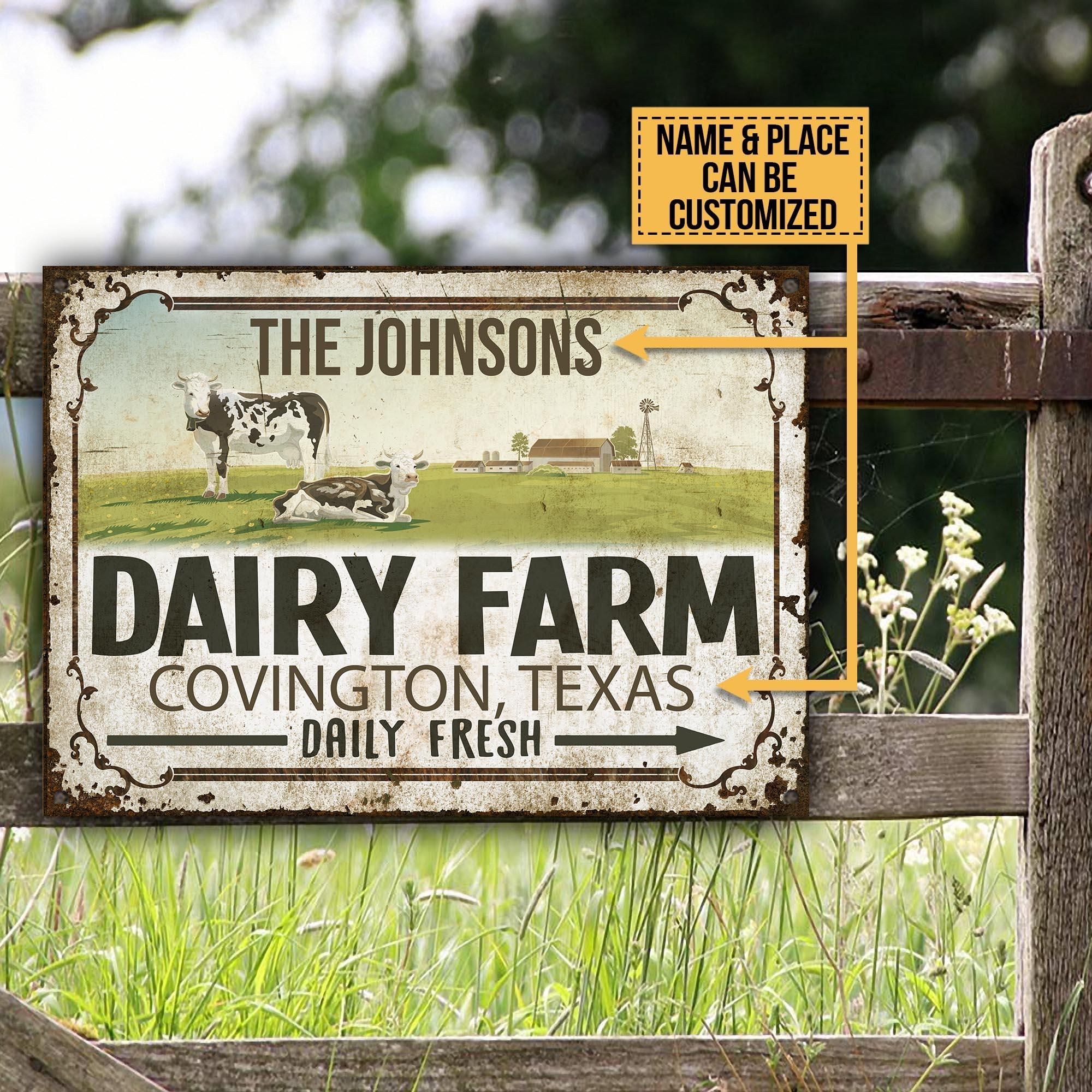Personalized Cattle Dairy Farm Color Customized Classic Metal Signs