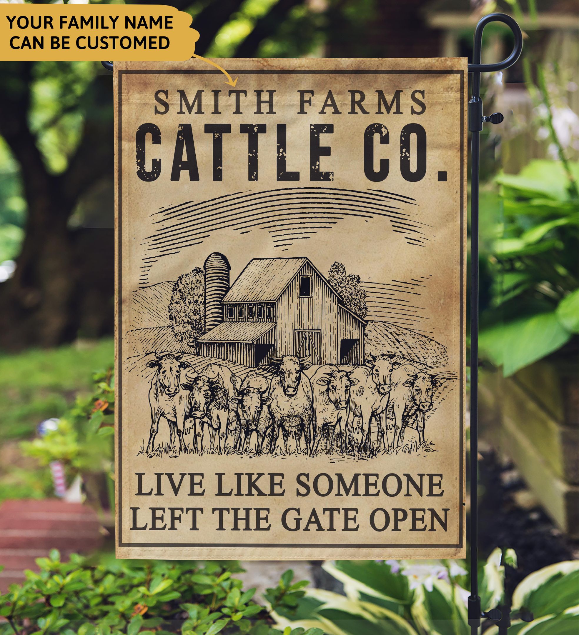 Personalized - Cattle Co Custom Garden Flag