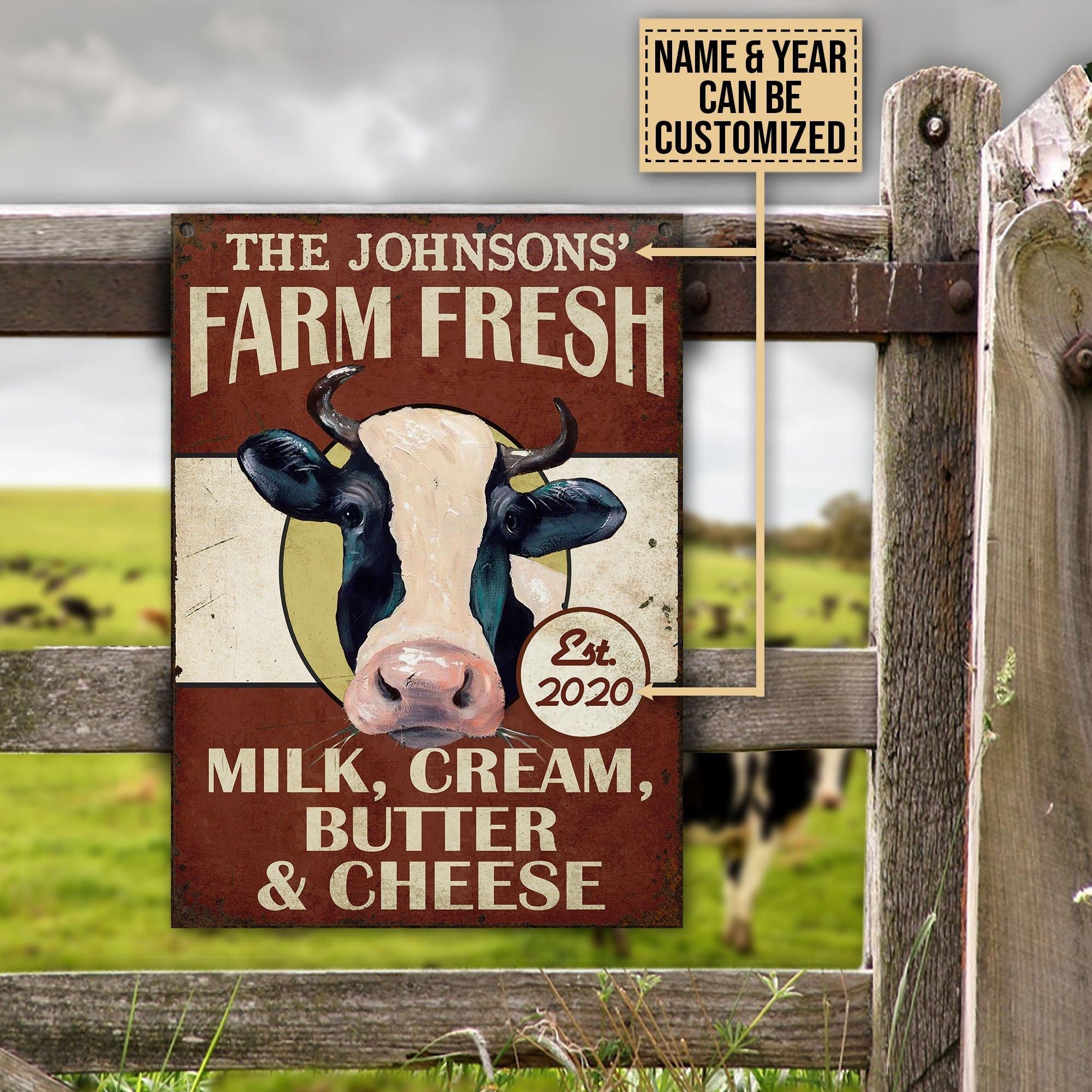 Personalized Cattle Milk Cream Butter Cheese Customized Classic Metal Signs