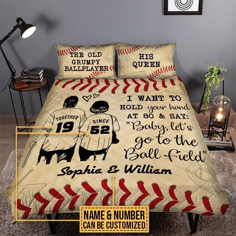 Personalized Baseball Yellow Together Since Customized Quilt Set