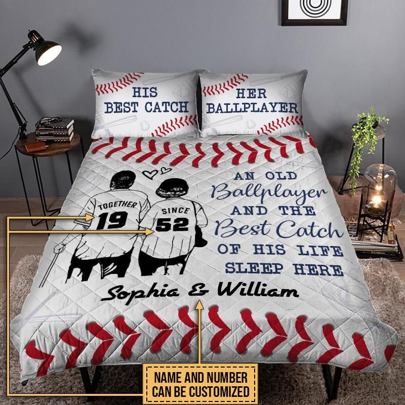Personalized Baseball Best Catch Customized Quilt Set