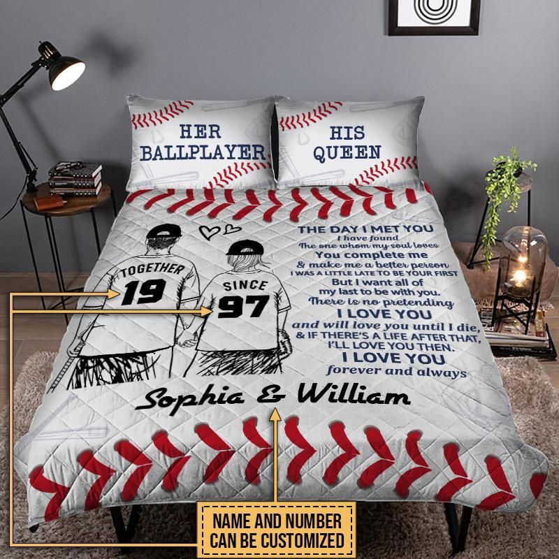 Personalized Baseball Together Since Young Customized Quilt Set