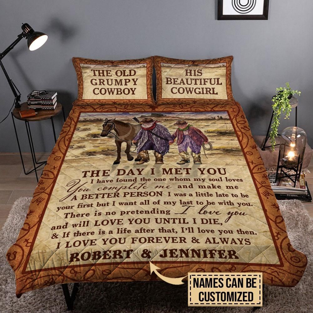 Personalized Cowboy Guitar The Day I Met You Customized Quilt Set