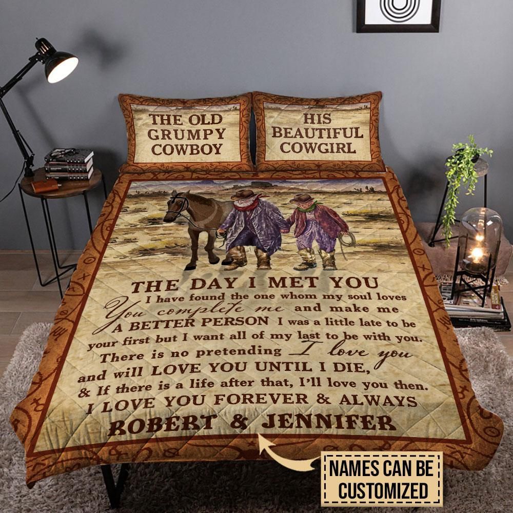 Personalized Cowboy The Day I Met You Customized Quilt Set