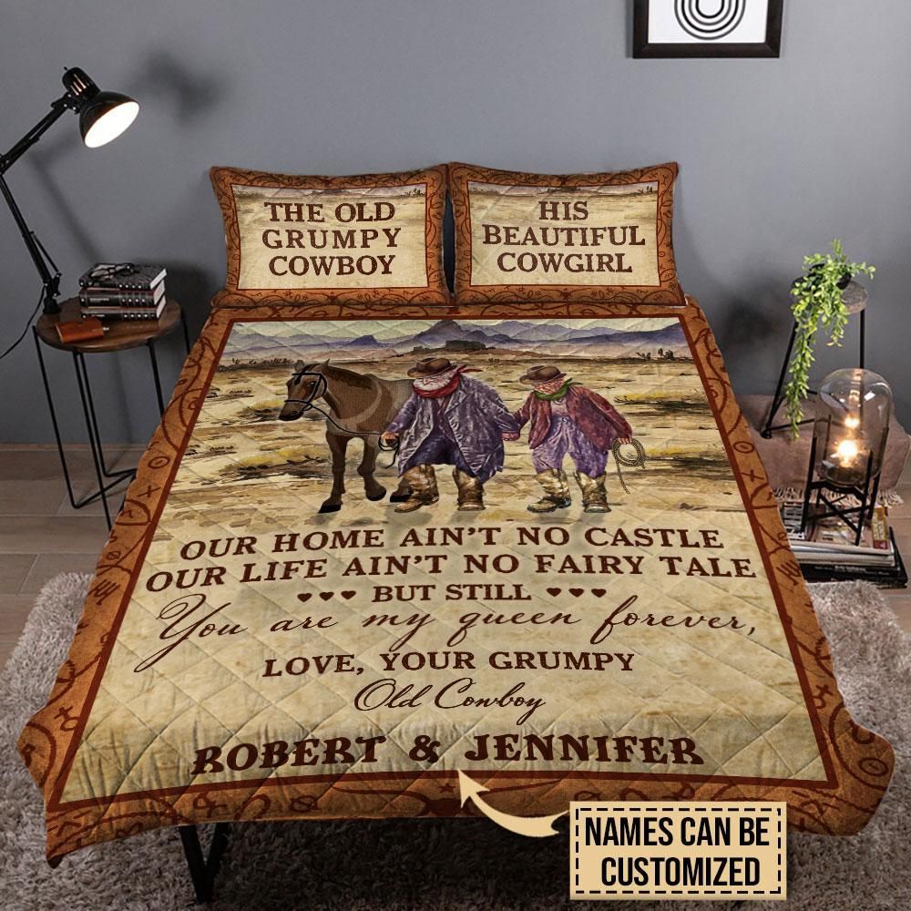 Personalized Cowboy Our Home Ain't No Castle Customized Quilt Set