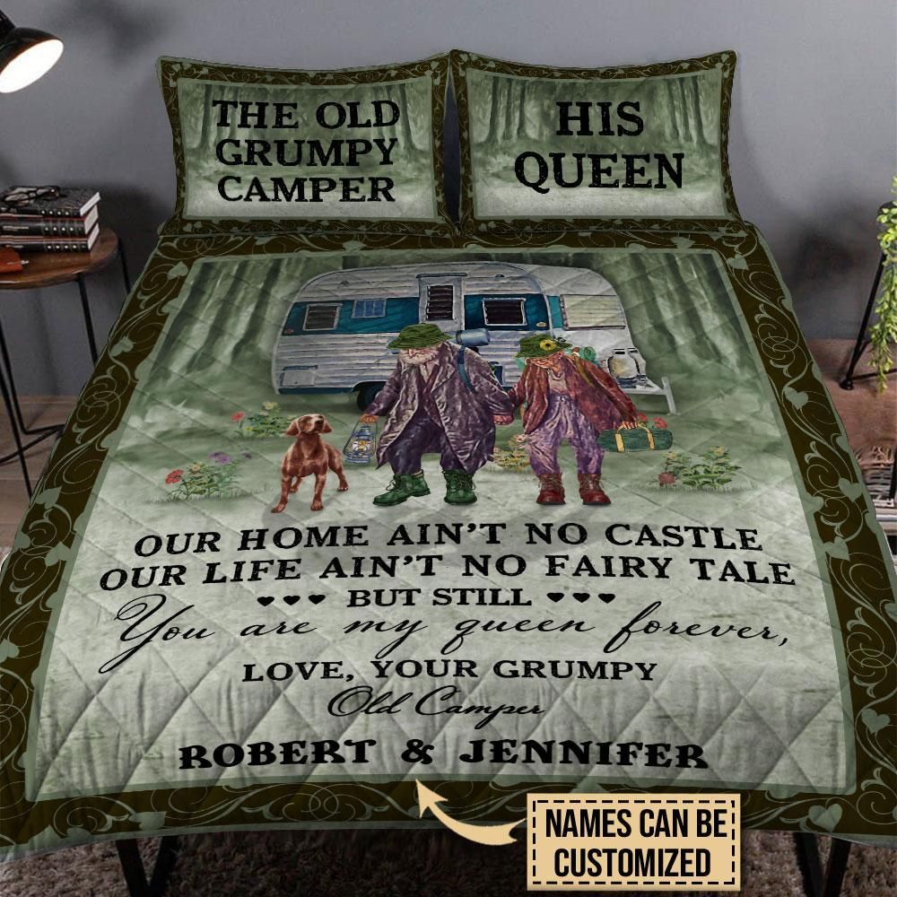 Personalized Camper Couple Our Home Ain't No Castle Customized Quilt Set