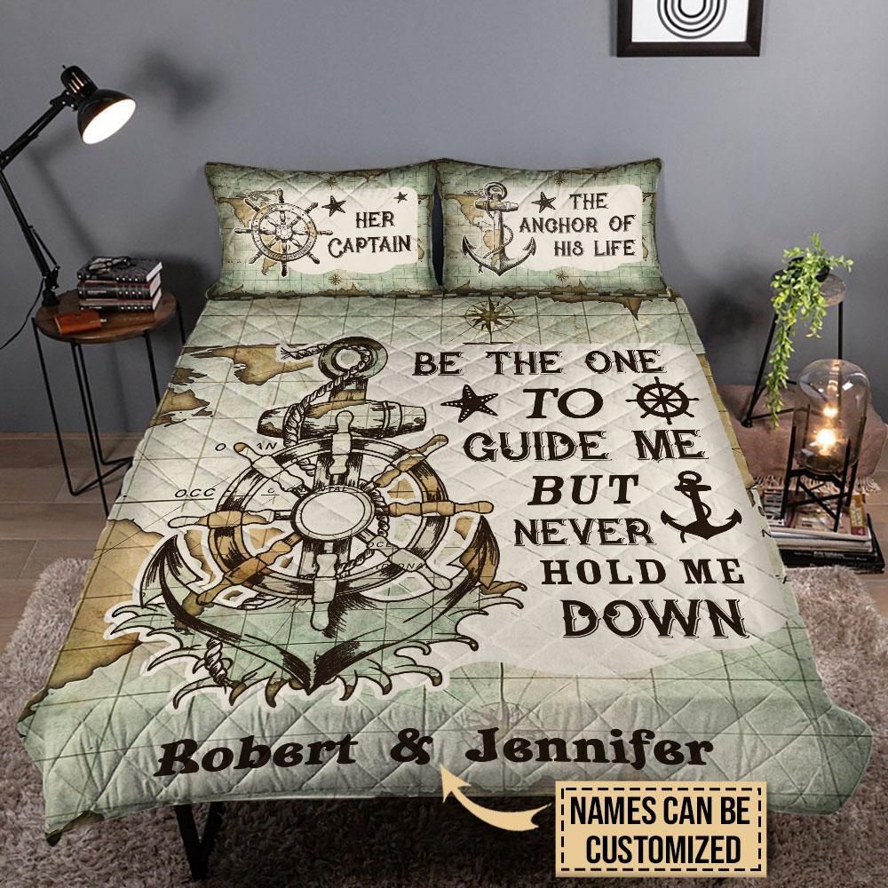 Personalized Sailor The Anchor Of His Life Customized Quilt Set