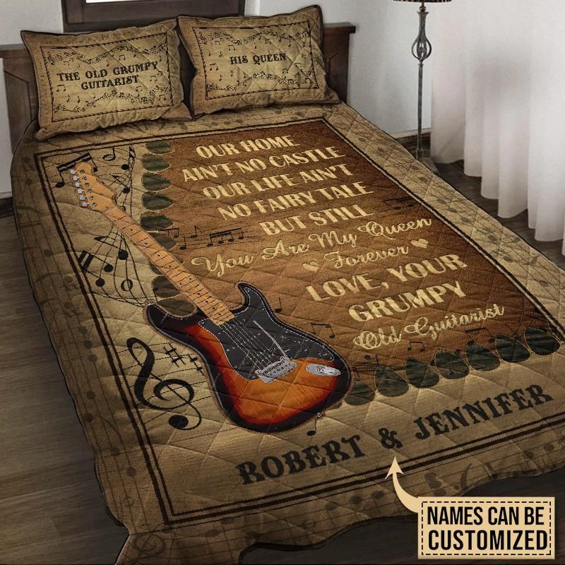 Personalized Guitar My Queen Customized Quilt Set
