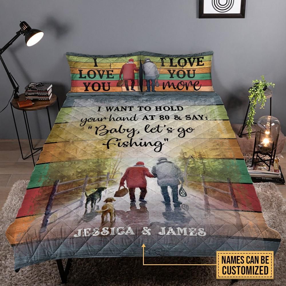 Personalized Fishing I Love You Customized Quilt Set