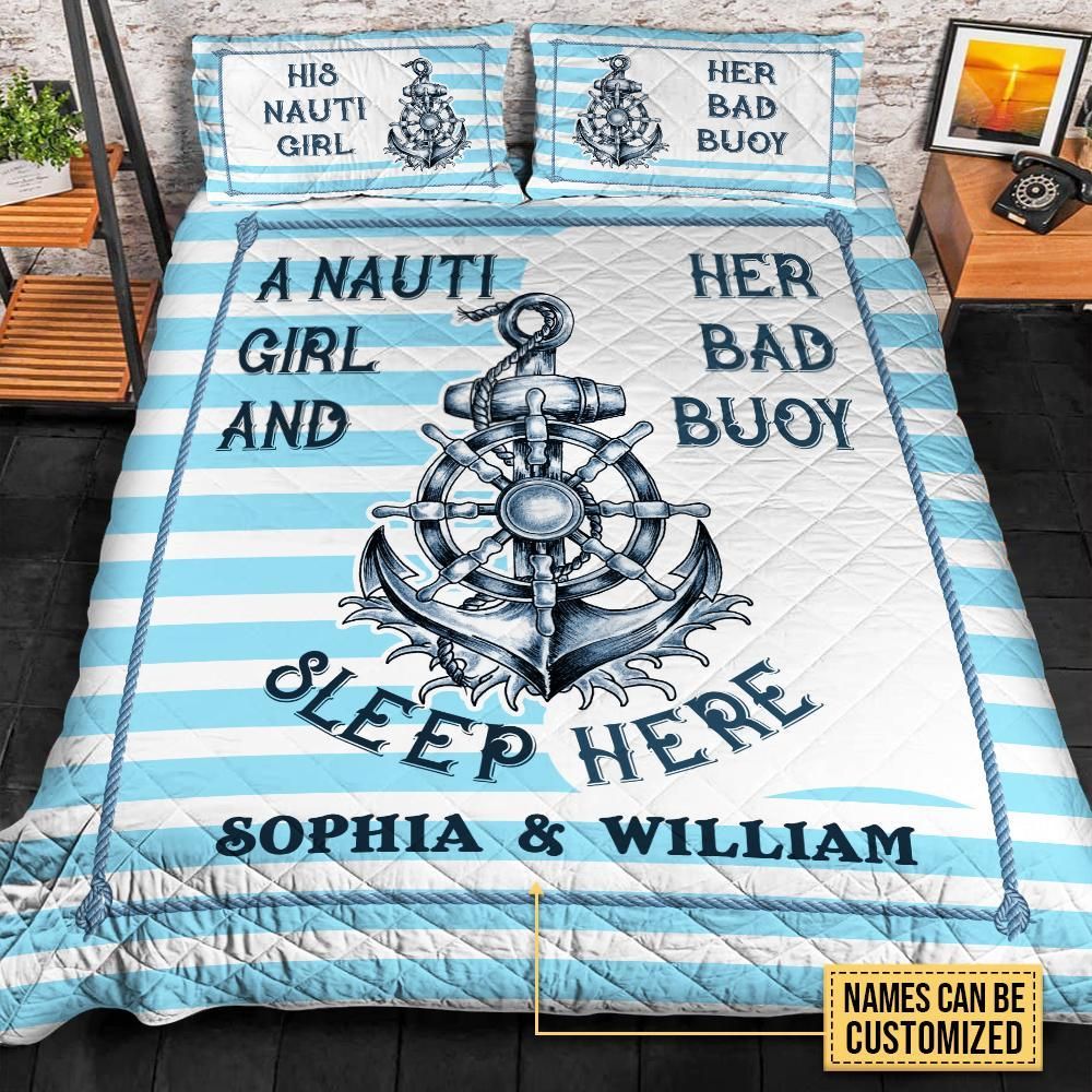 Personalized Sailor Sleep Here Customized Quilt Set
