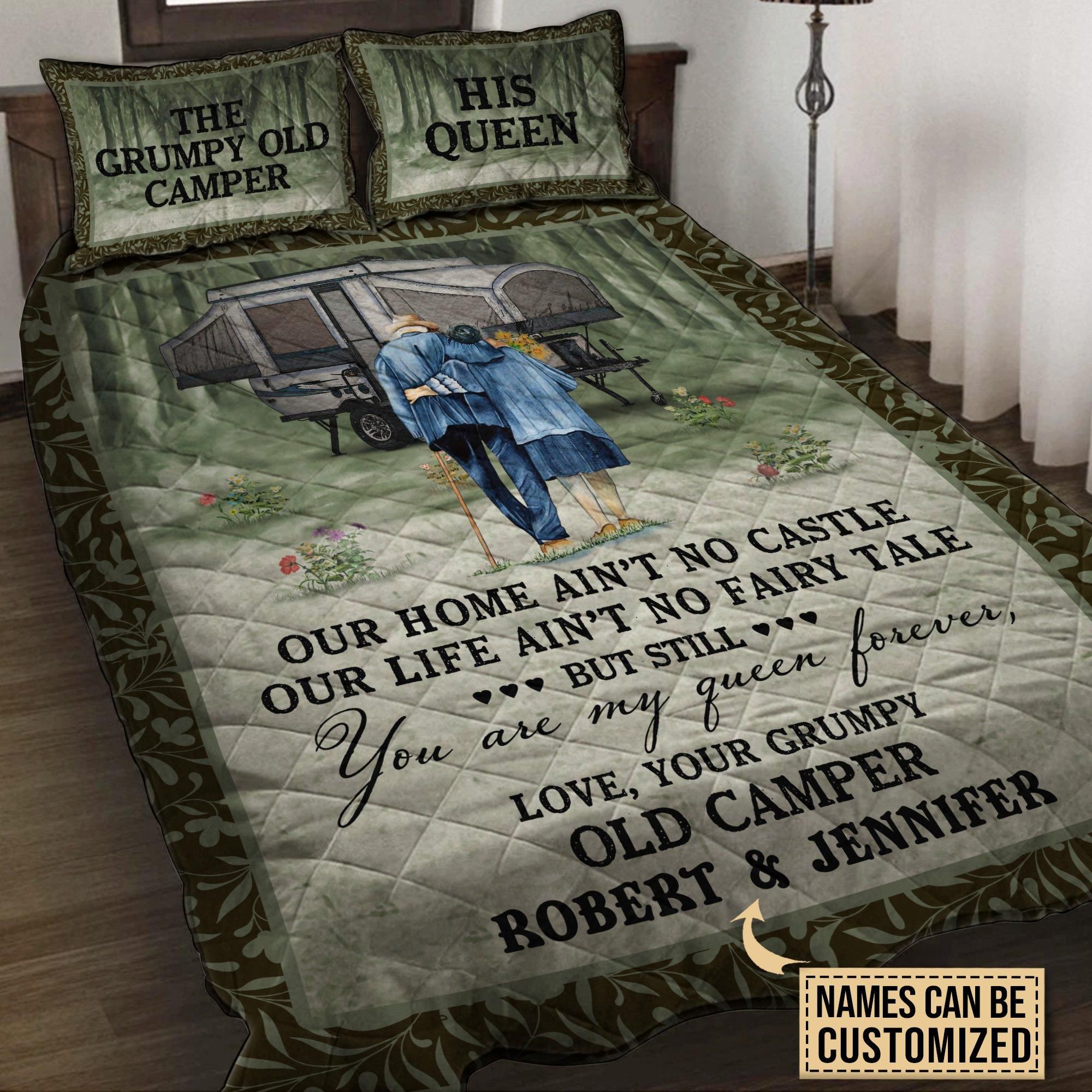 Personalized Camping Pop Up My Queen Customized Quilt Set