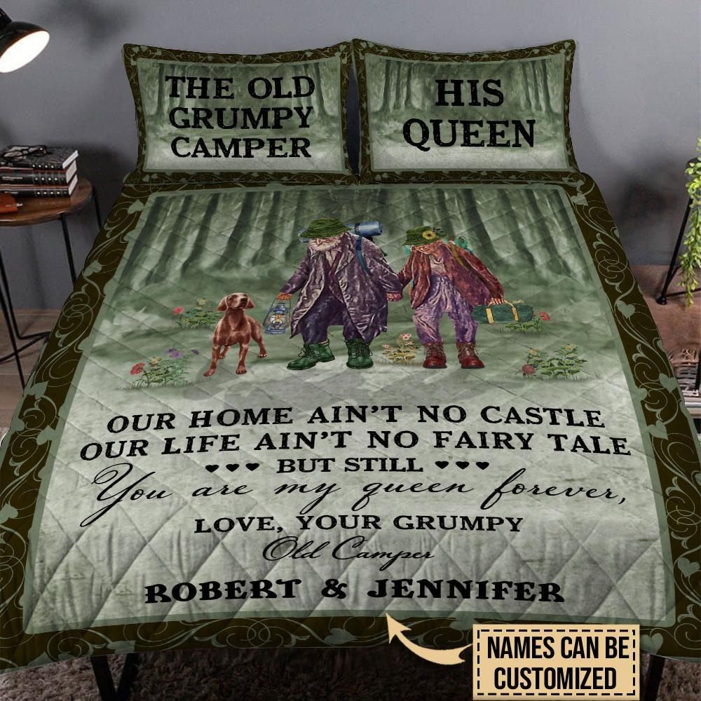 Personalized Camping Couple Our Home Ain't No Castle Customized Quilt Set