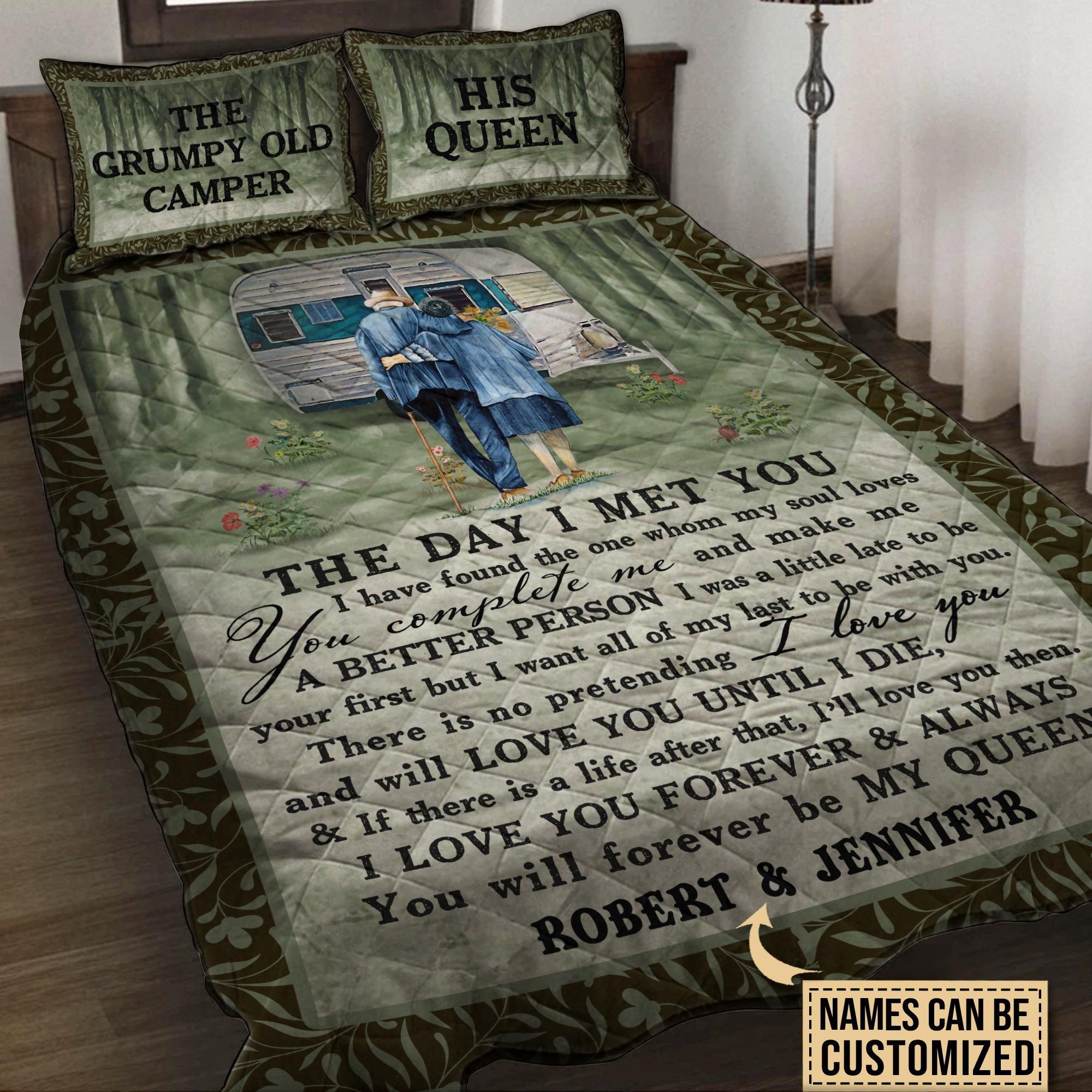 Personalized Camping I Met My Queen Customized Quilt Set