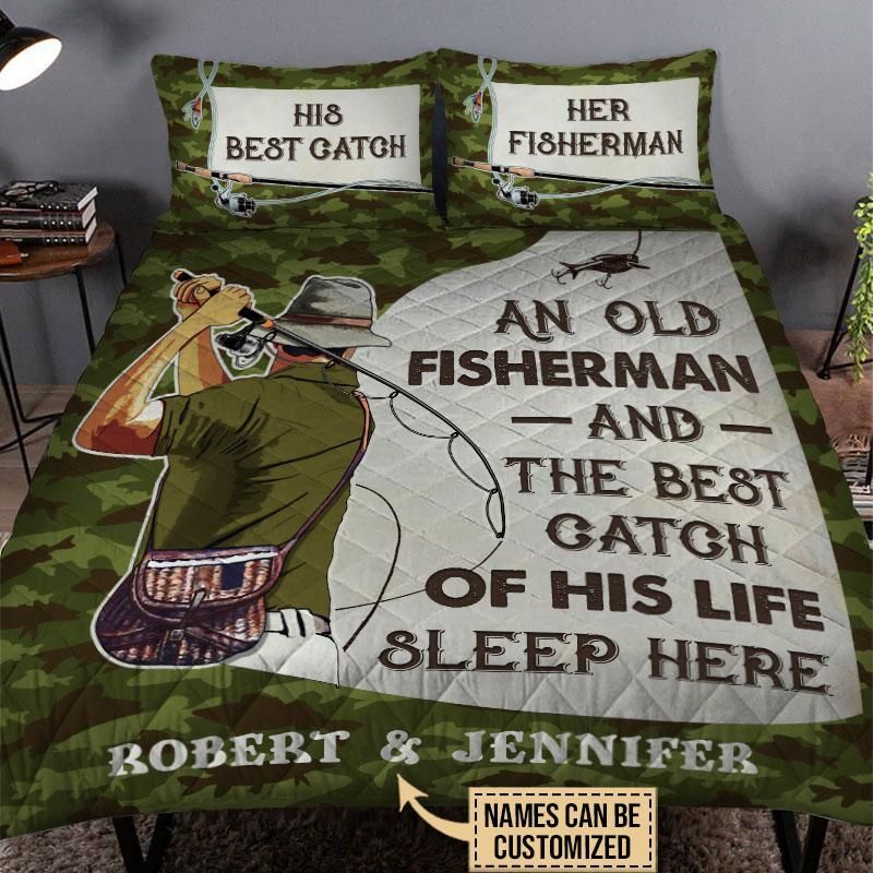 Personalized Fishing Old Couple The Best Catch Customized Quilt Set