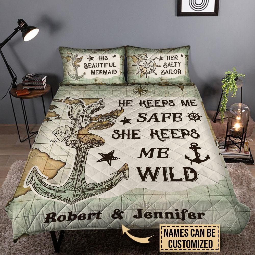 Personalized Sailor Her Salty Sailor Customized Quilt Set