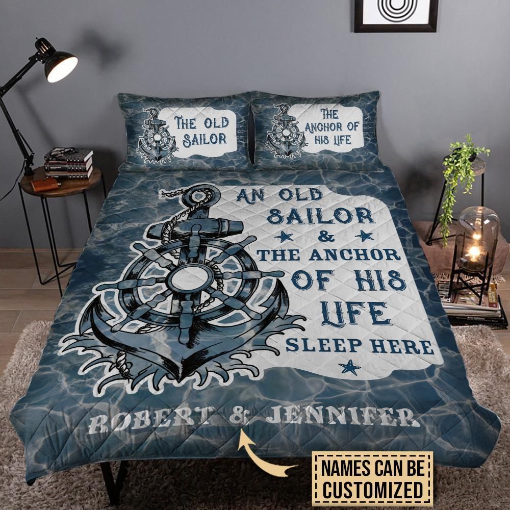Personalized Sailor Anchor Of His Life Customized Quilt Set