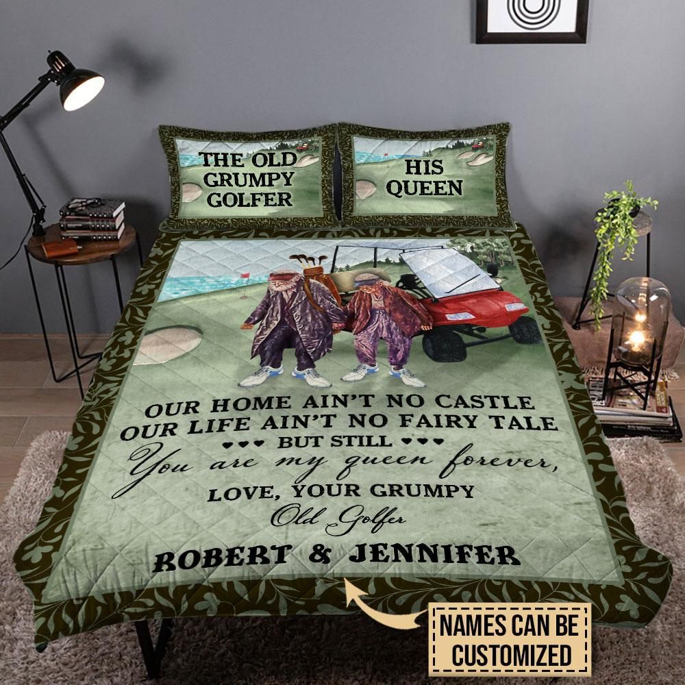 Personalized Golf Our Home Ain't No Castle Customized Quilt Set