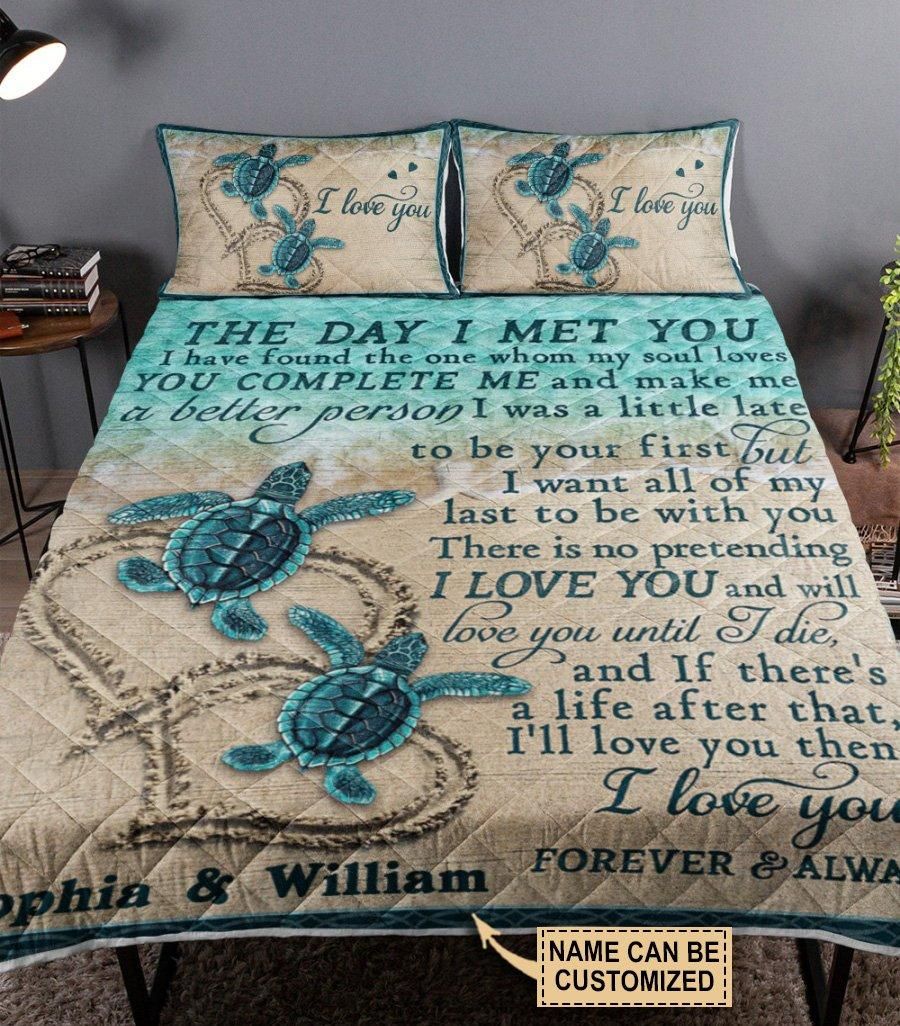 Personalized Sea Turtle I Met You Customized Quilt Set