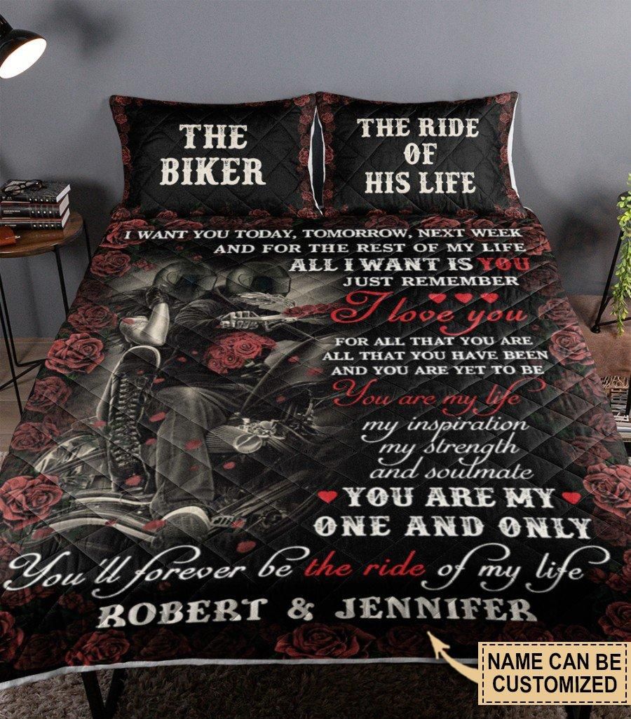 Personalized Motorcycling I Want You Today Customized Quilt Set