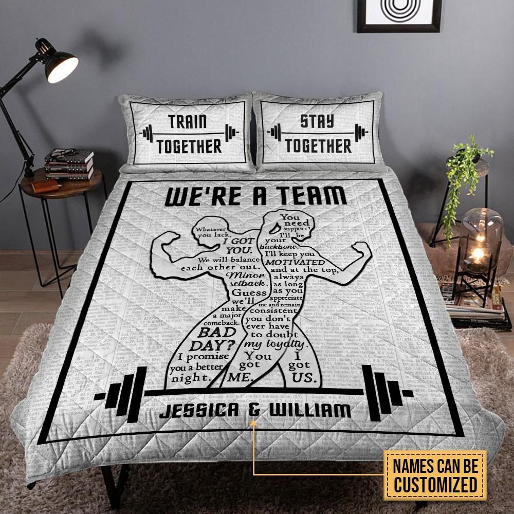 Personalized Weightlifting We're A Team Customized Quilt Set