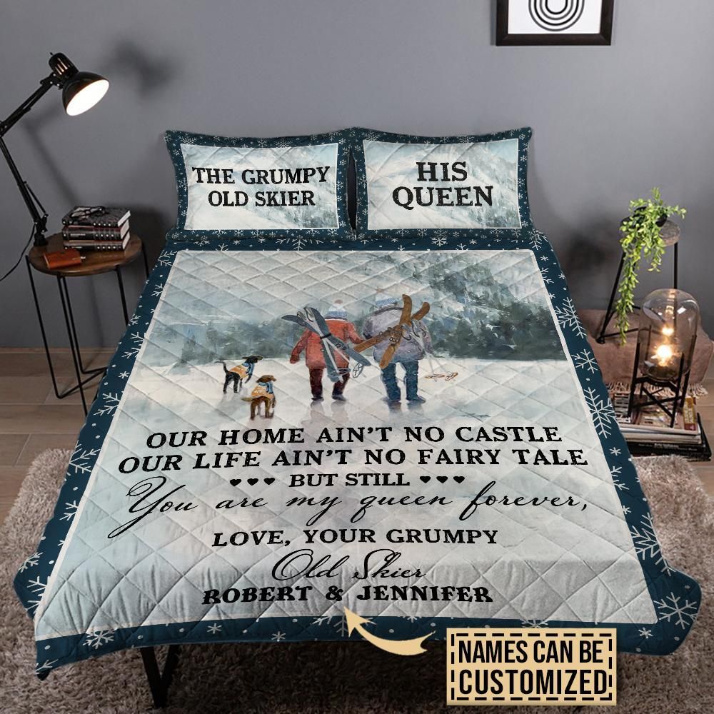Personalized Skiing Grumpy Old Skier Customized Quilt Set