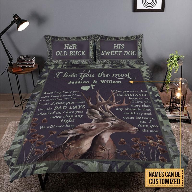 Personalized Deer Love You The Most Customized Quilt Set