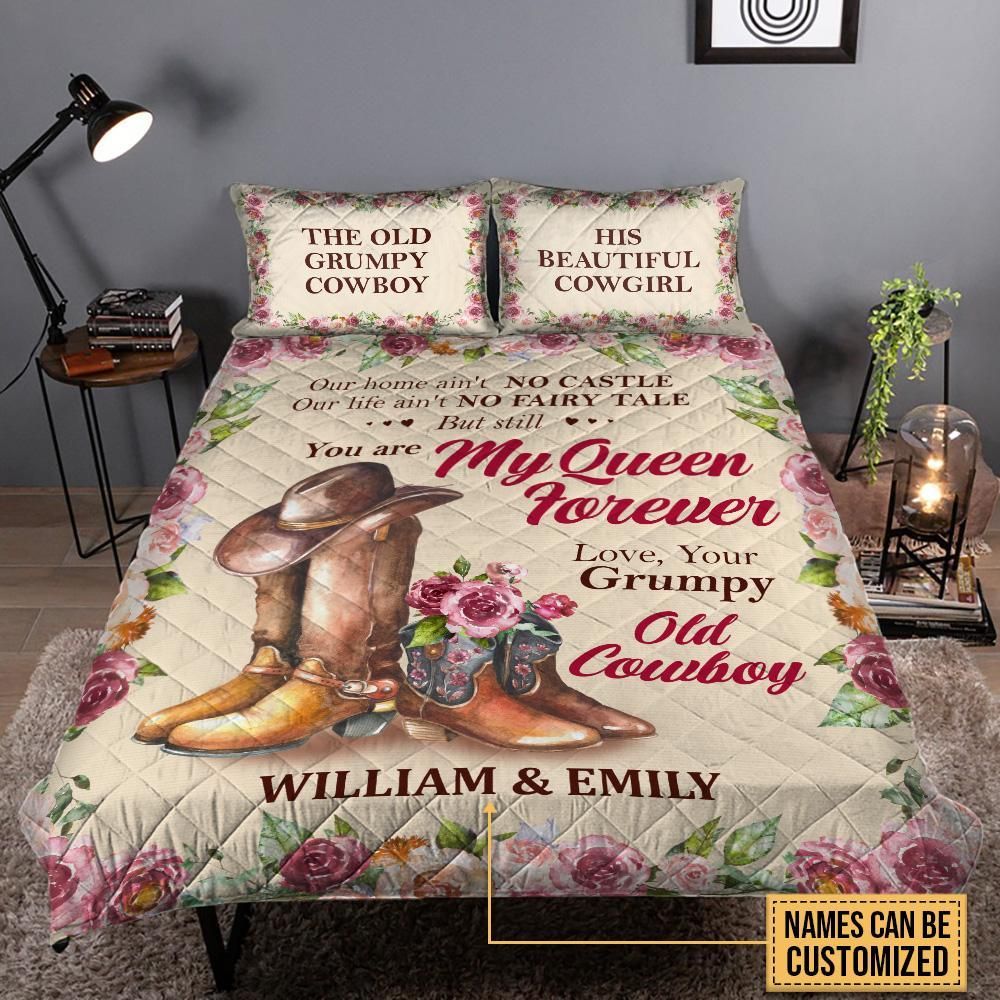 Personalized Cowboy Our Home Ain't No Castle My Queen Customized Quilt Set
