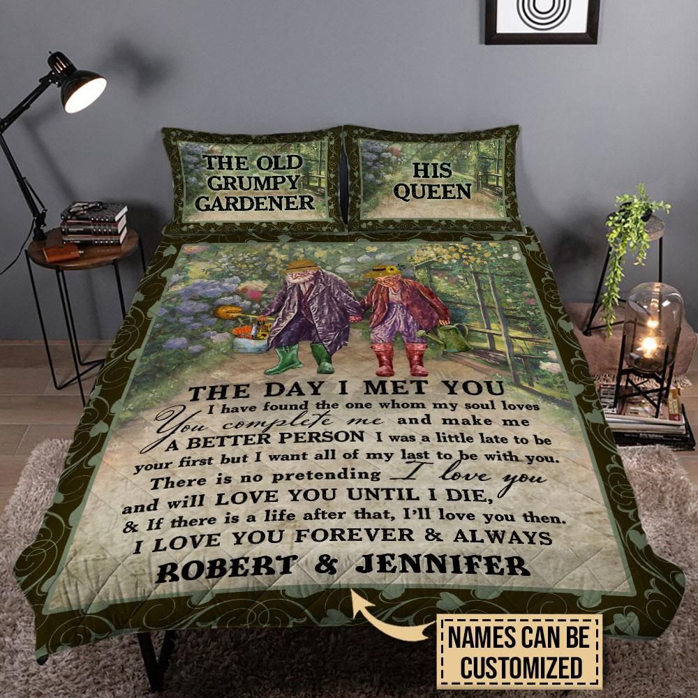 Personalized Garden The Day I Met You Customized Quilt Set