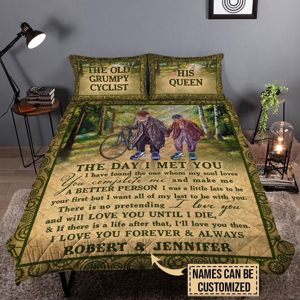 Personalized Cycling The Day I Met You Customized Quilt Set