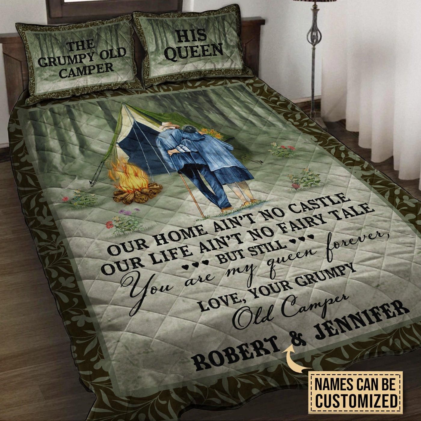 Personalized Camping Tent My Queen Customized Quilt Set