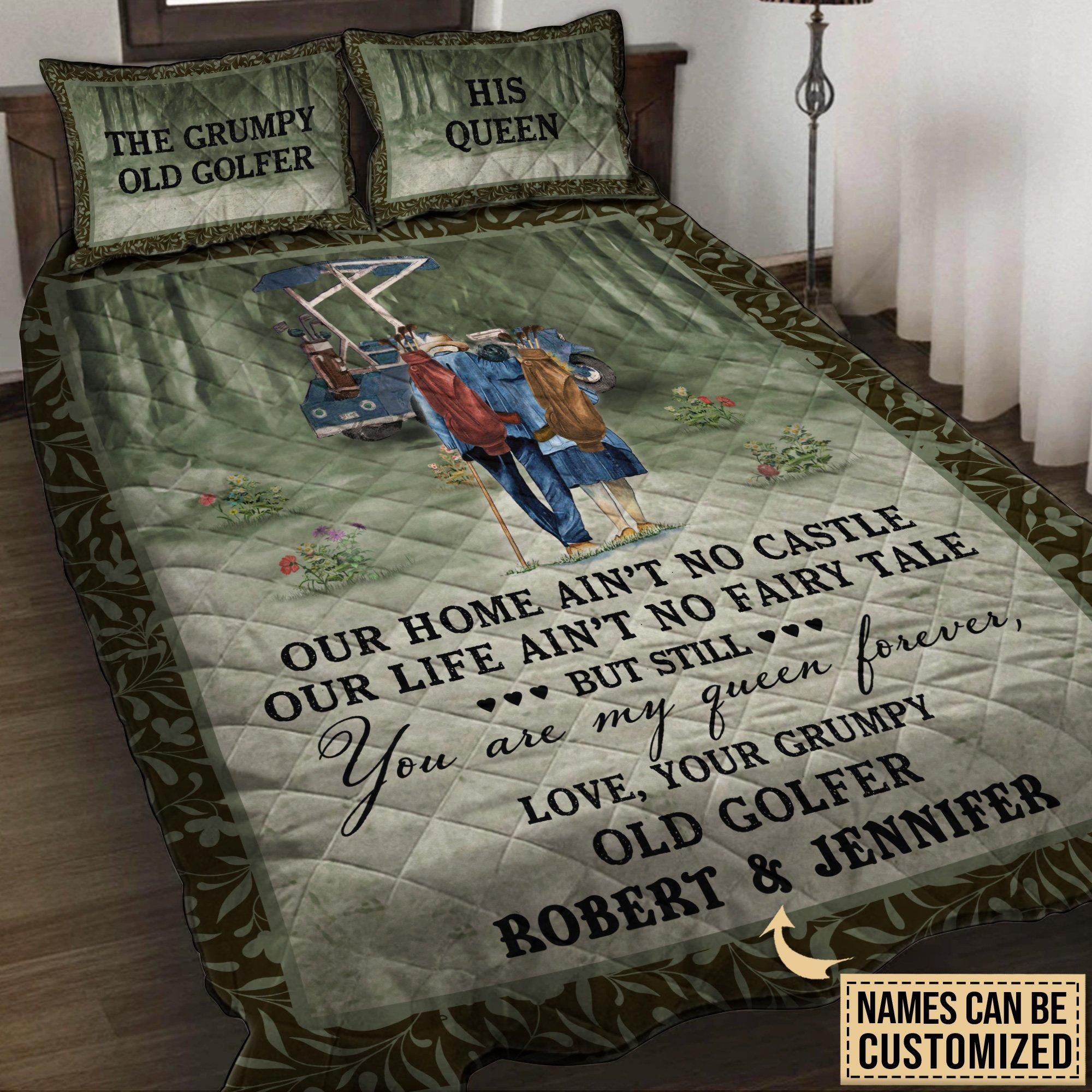 Personalized Golfer My Queen Customized Quilt Set