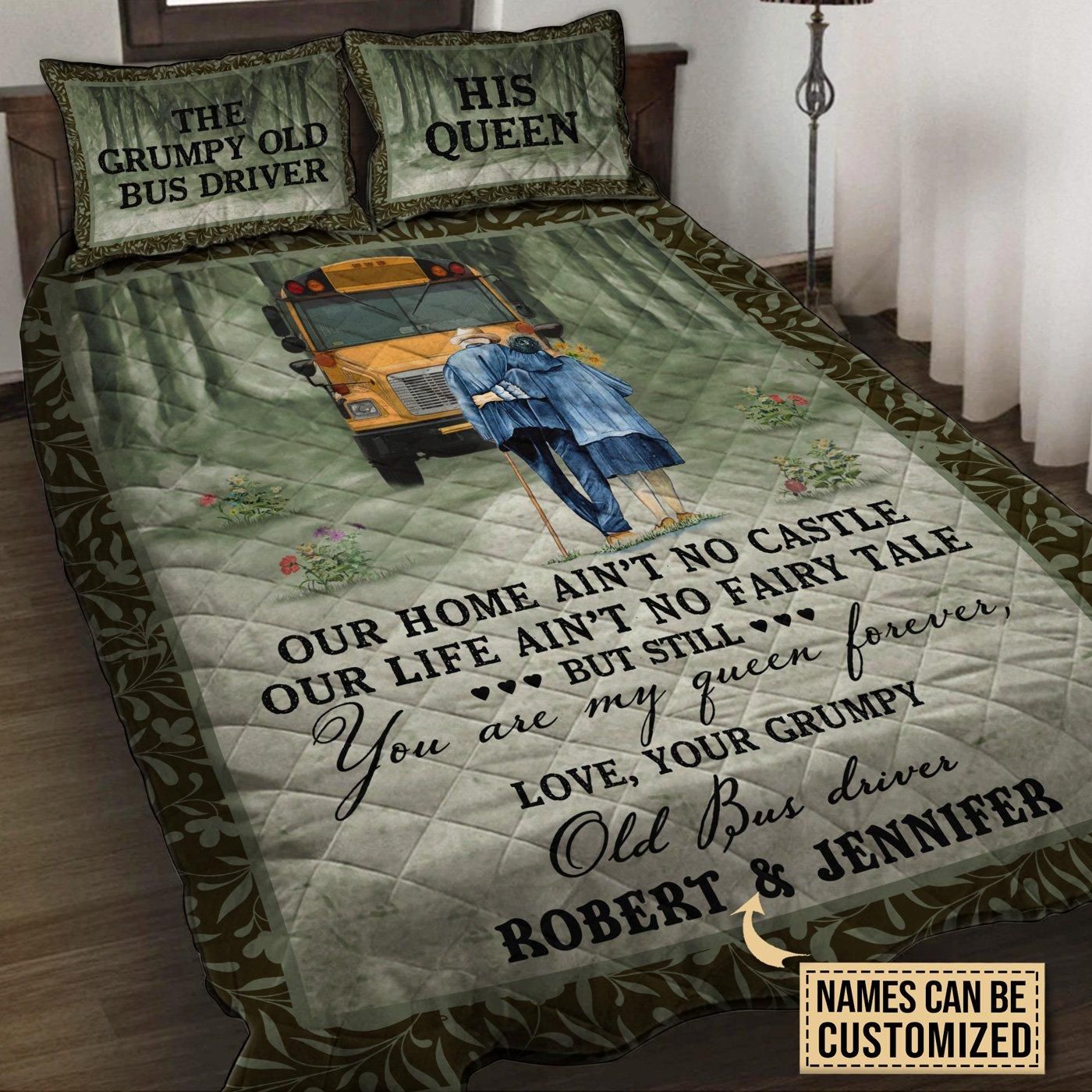 Personalized Bus Driver My Queen Customized Quilt Set