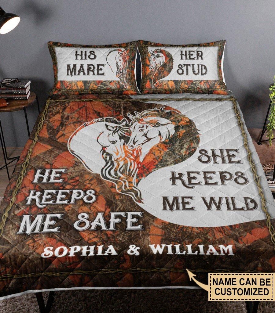 Personalized Horse Couple His Mare Her Stud Customized Quilt Set