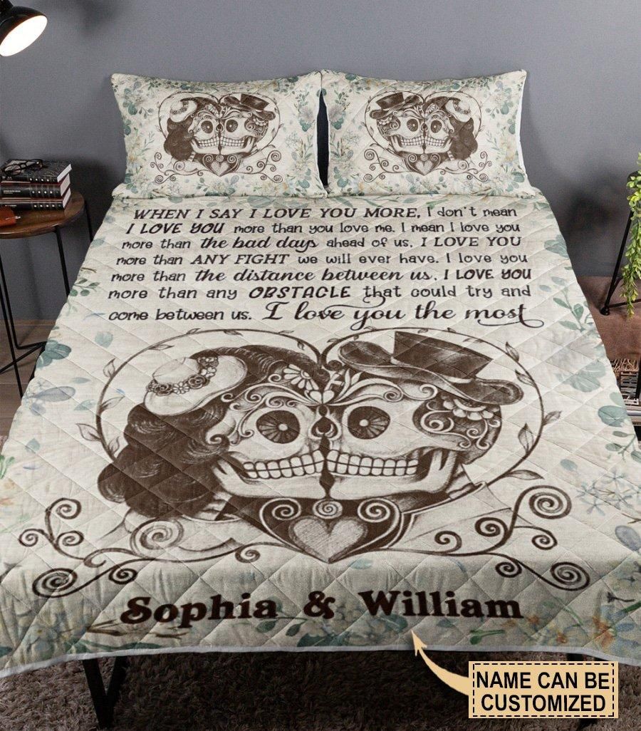 Personalized Skull I Love You Quilt Set
