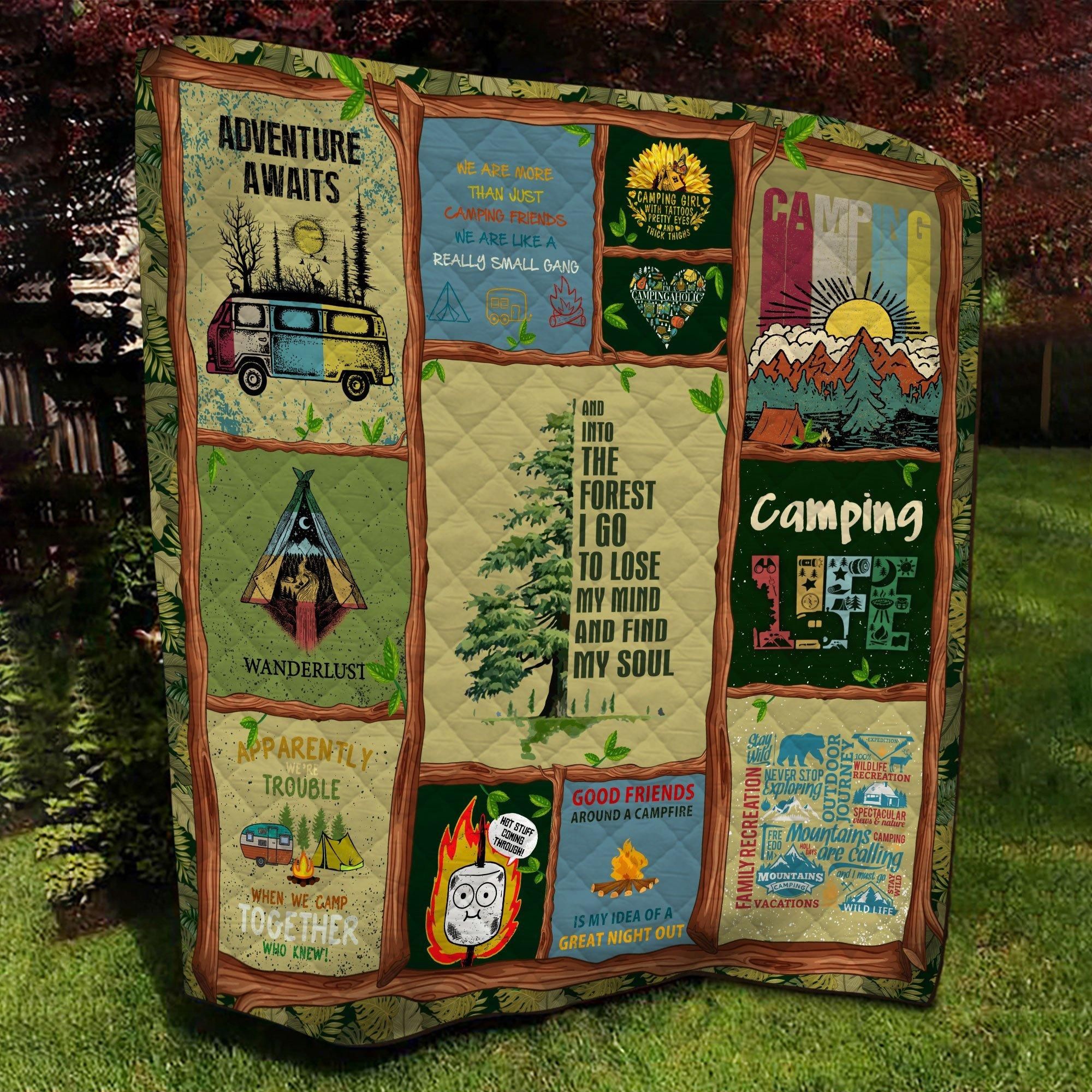 Camping Map Into The Forest Quilt