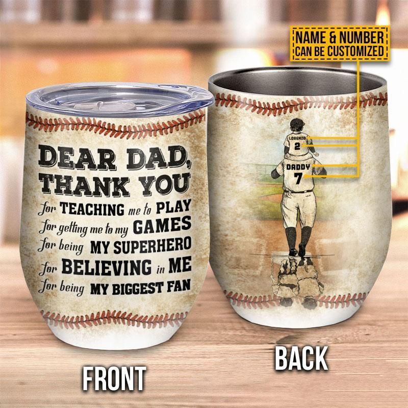 Personalized Baseball Dad And Son Thank You Customized Wine Tumbler