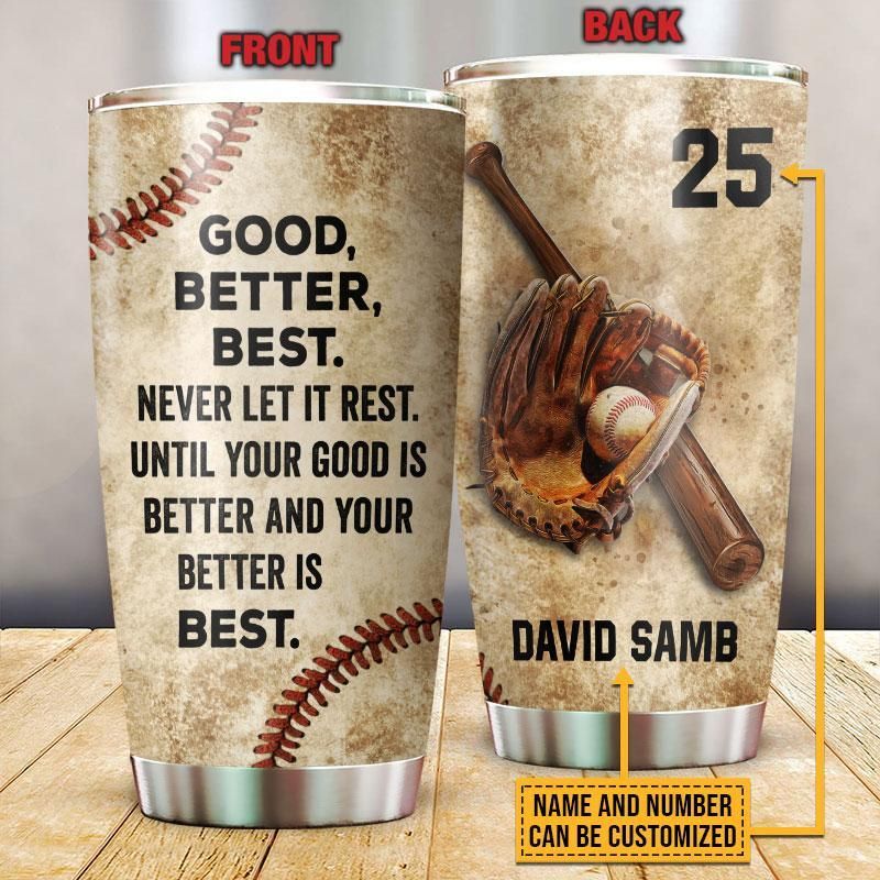 Personalized Baseball Never Let It Rest Customized Tumbler
