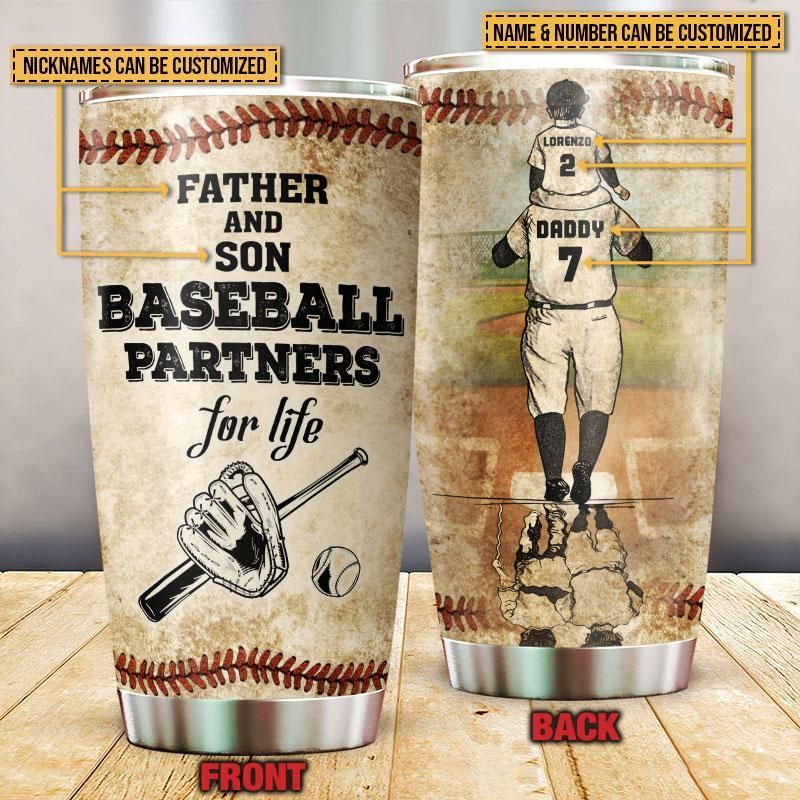 Personalized Baseball Dad And Son Partners For Life Customized Tumbler